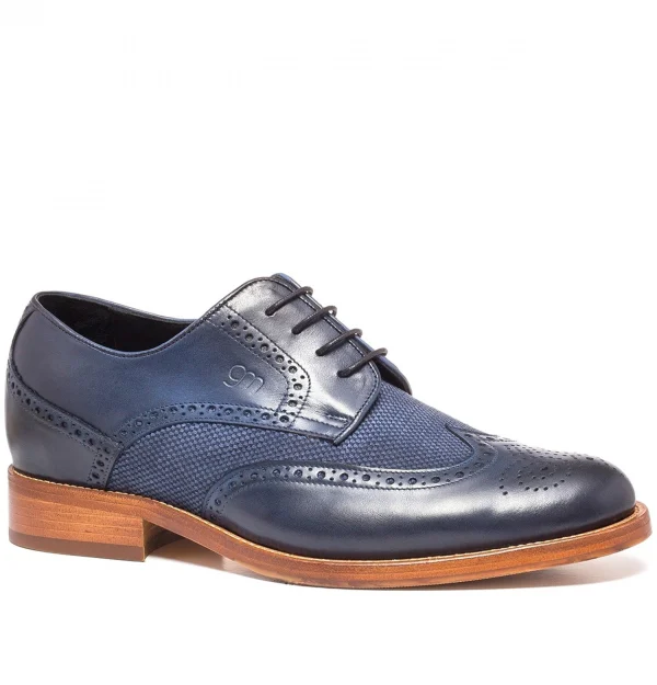 Hoxton - Elevator Shoes in Leather/fabric mix from 2.4 to 3.1 inches