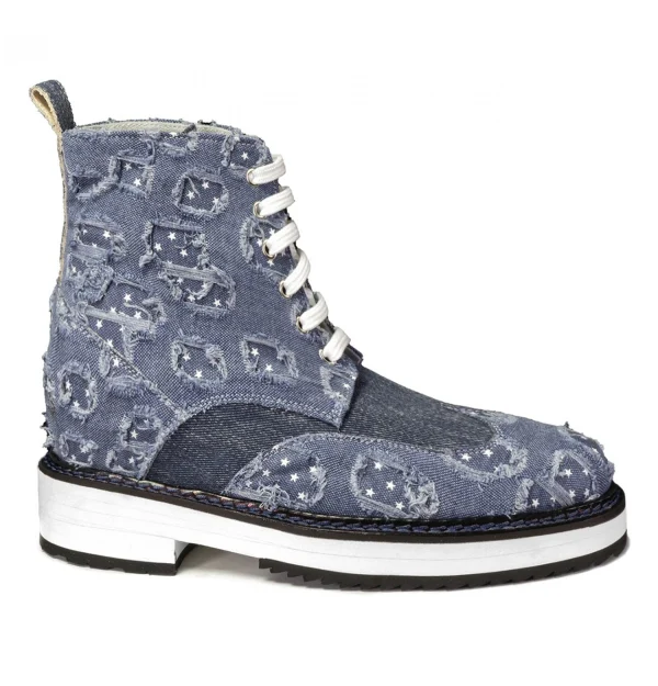 Blue Jeans - Elevator Boots in Denim Fabric from 4 to 6 inches