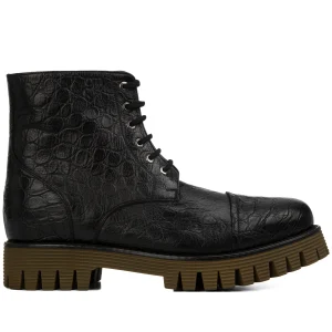 Barga - Elevator Boots in Crocodile Printed Effect Leather from 2.4 to 4 inches