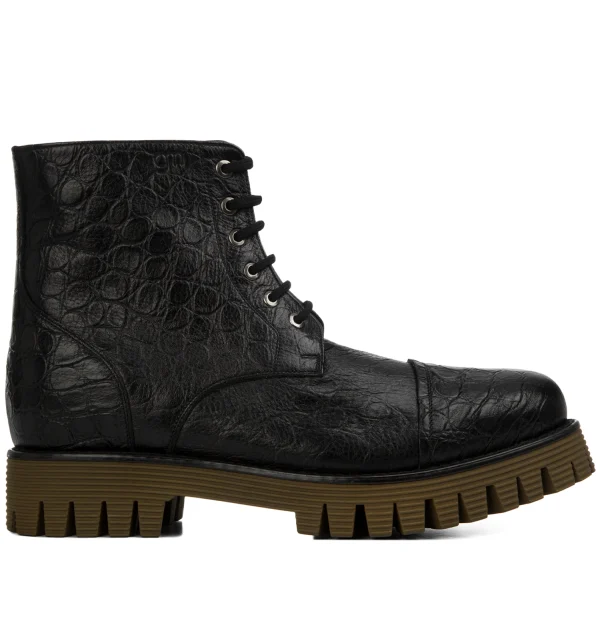 Barga - Elevator Boots in Crocodile Printed Effect Leather from 2.4 to 4 inches