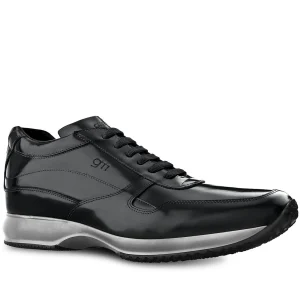 Abu Dhabi - Elevator Sneakers in shiny black calfskin from 2.4 to 4 inches