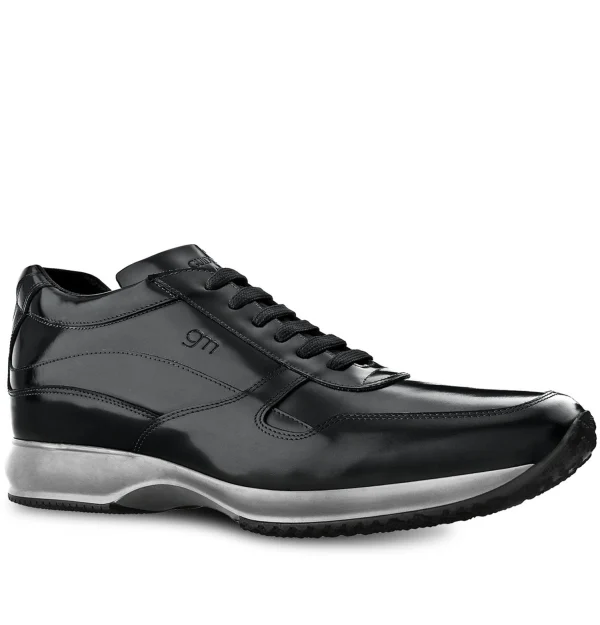 Abu Dhabi - Elevator Sneakers in shiny black calfskin from 2.4 to 4 inches