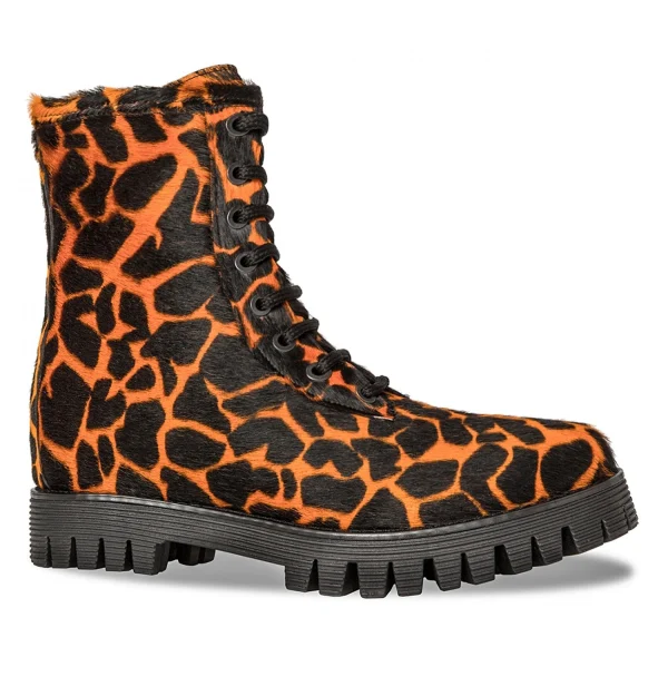 Orange giraffe - Elevator Boots in Full Grain Leather from 2.4 to 4 inches
