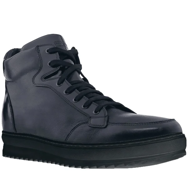California Black - Elevator Sneakers in Mix of leathers from 2.4 to 4 inches