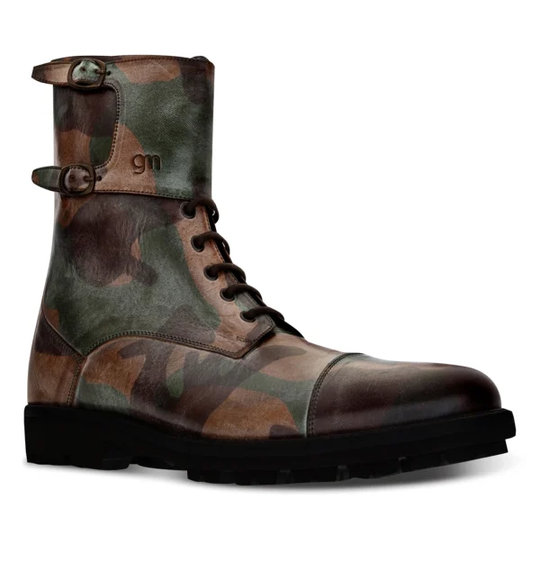 Camouflage - Elevator Boots in Full Grain Leather from 2.4 to 4 inches
