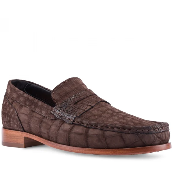 Caribbean - Elevator Loafers in Baby Crocodile Suede Leather Leather up to 2.6 inches