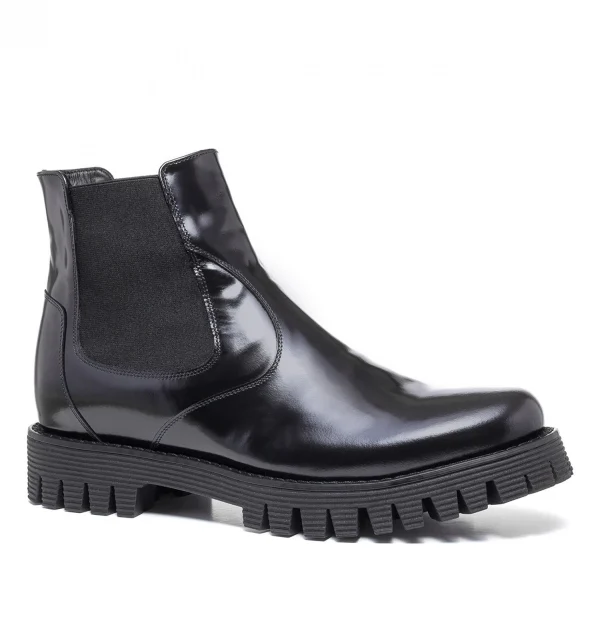 Central Area - Elevator Boots in Brushed Leather from 2.4 to 4 inches