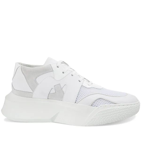 White Chocolate - Elevator Sneakers in Leather/fabric mix from 2.4 to 4 inches