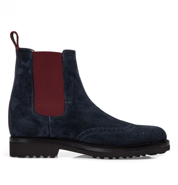 Foro Italico - Elevator Chelsea Boots in Suede Leather from 2.4 to 4 inches