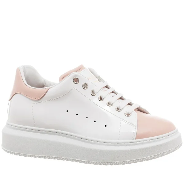 Pink Beach - Elevator Sneakers in Full grain Leather from 2.4 to 3.1 inches