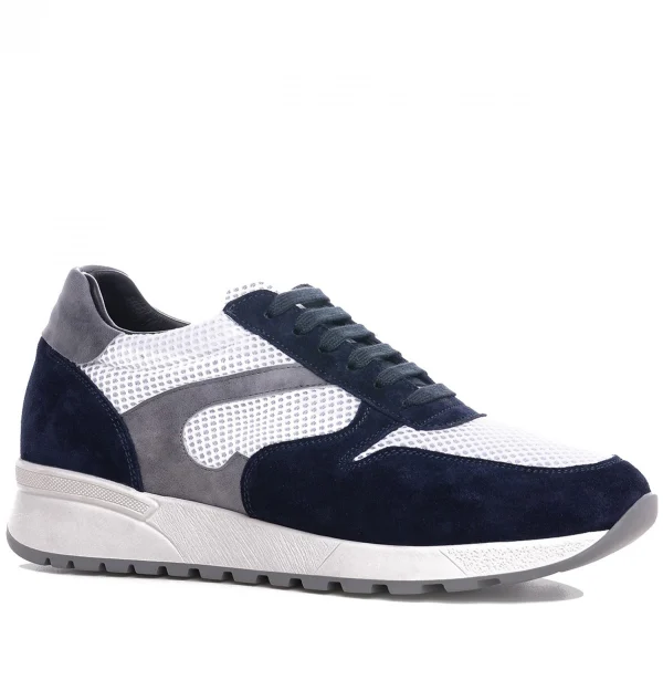 Corfu - Elevator Sneakers in Leather/fabric mix from 2.4 to 3.1 inches