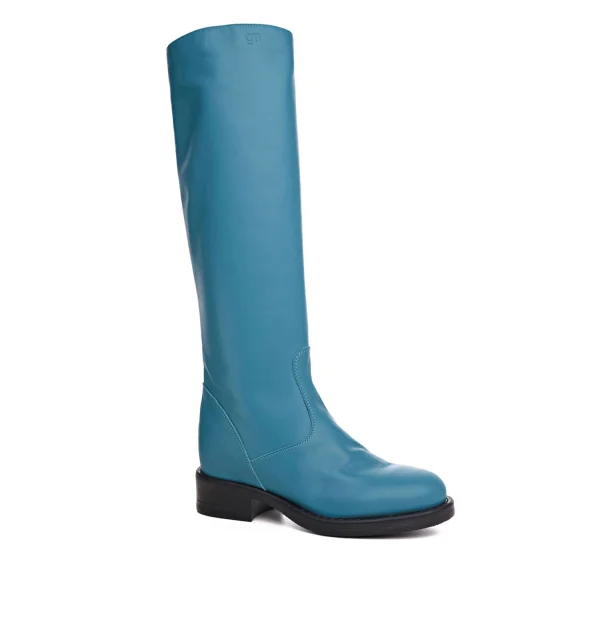 Jasmine Turquoise W - Women's Elevator Boots in Full grain Leather from 2.4 to 3.1 inches