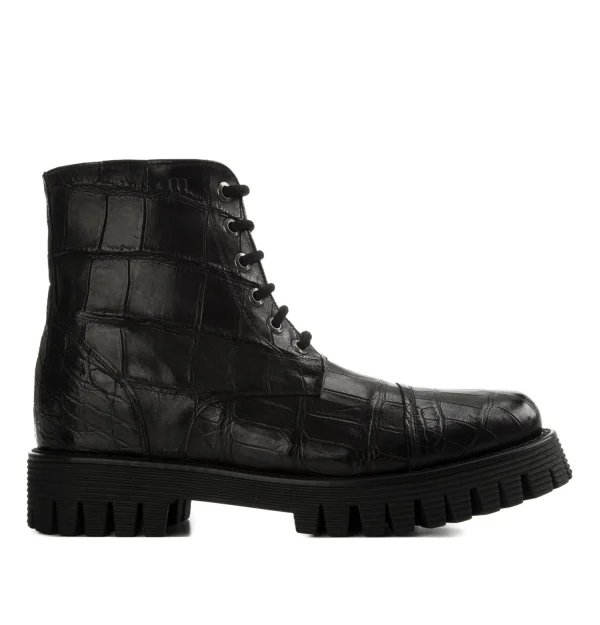 Carre d'Or - Elevator Boots in Crocodile Leather from 2.4 to 4 inches