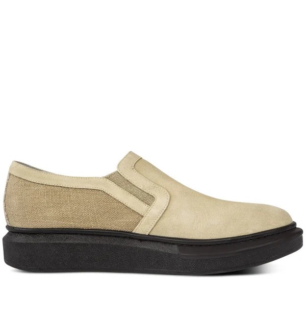 Tierra - Elevator Slip-Ons in Leather/fabric mix up to 2.4 inches