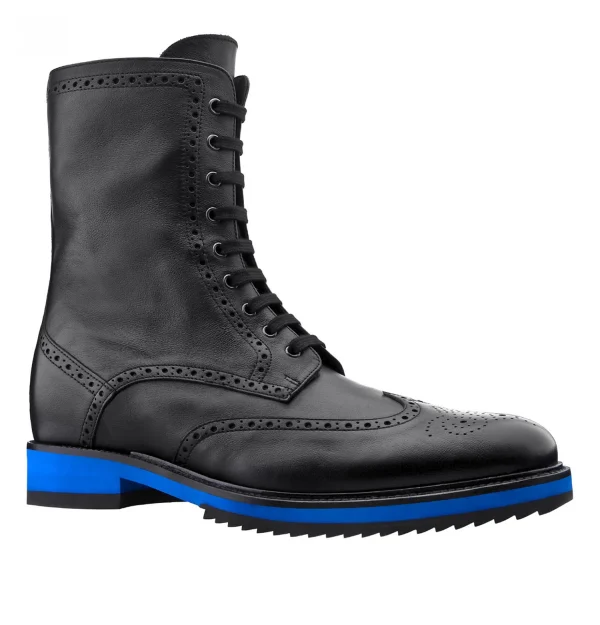 Berlin - Elevator Boots in Leather/fabric from 2.4 to 4 inches