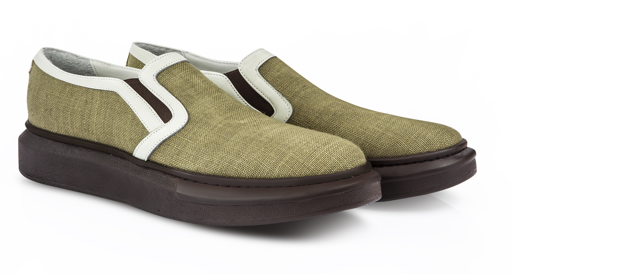 Agarthi - Elevator Slip-Ons in Leather/fabric mix up to 2.4 inches