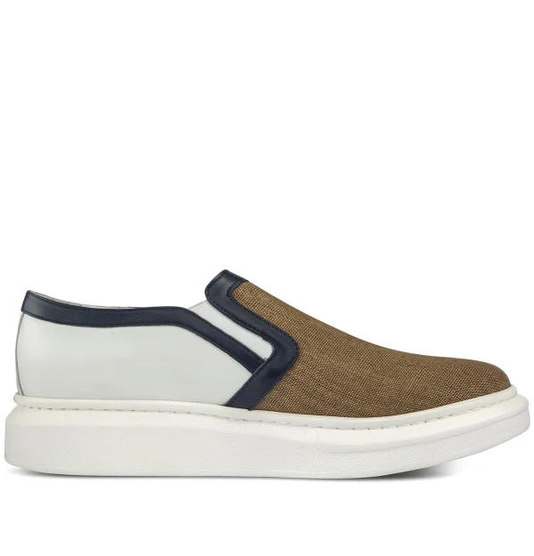 Oahu - Elevator Slip-Ons in Leather/fabric mix up to 2.4 inches