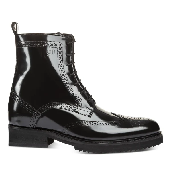 Almas Tower - Elevator Boots in Brushed Leather from 2.4 to 4 inches