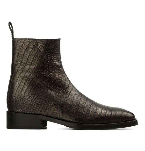 Lenox - Elevator Chelsea Boots in Crocodile Printed Effect Leather from 2.4 to 4 inches