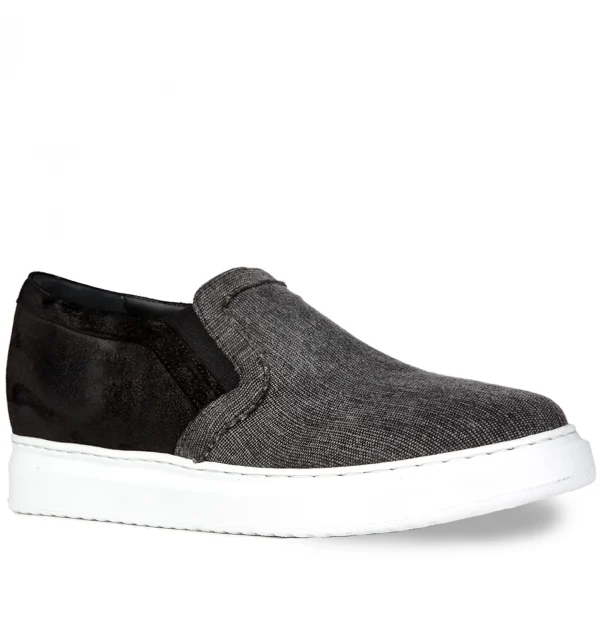 Black Sea - Elevator Slip-Ons in Leather/fabric mix up to 2.6 inches