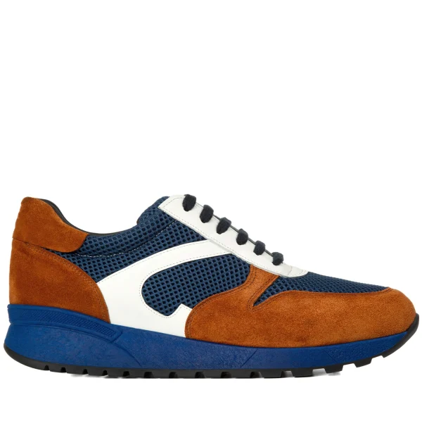 Moltrasio - Elevator Sneakers in Mix Leather/Fabric from 2.4 to 3.1 inches