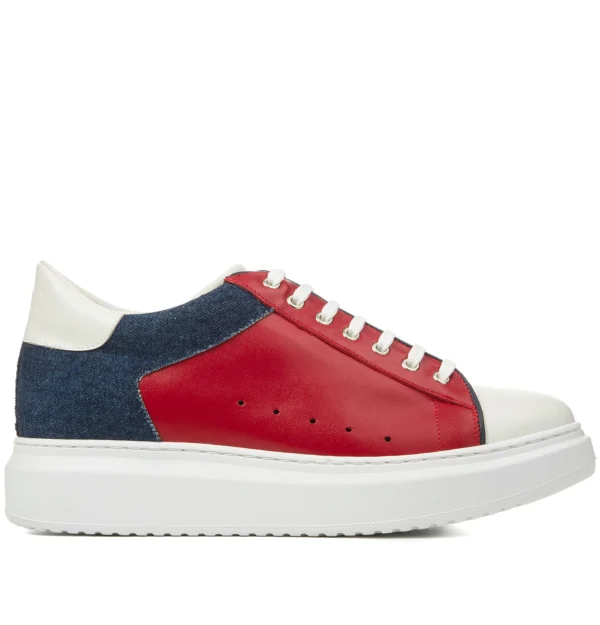 Karpathos - Elevator Sneakers in Leather/Fabric from 2.4 to 3.1 inches