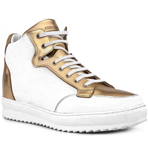 France - Elevator Sneakers in Full Grain Leather from 2.4 to 4 inches