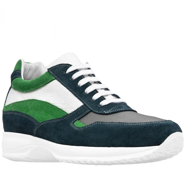 Charlotte - Elevator Sneakers in Leather/fabric mix from 2.4 to 4 inches