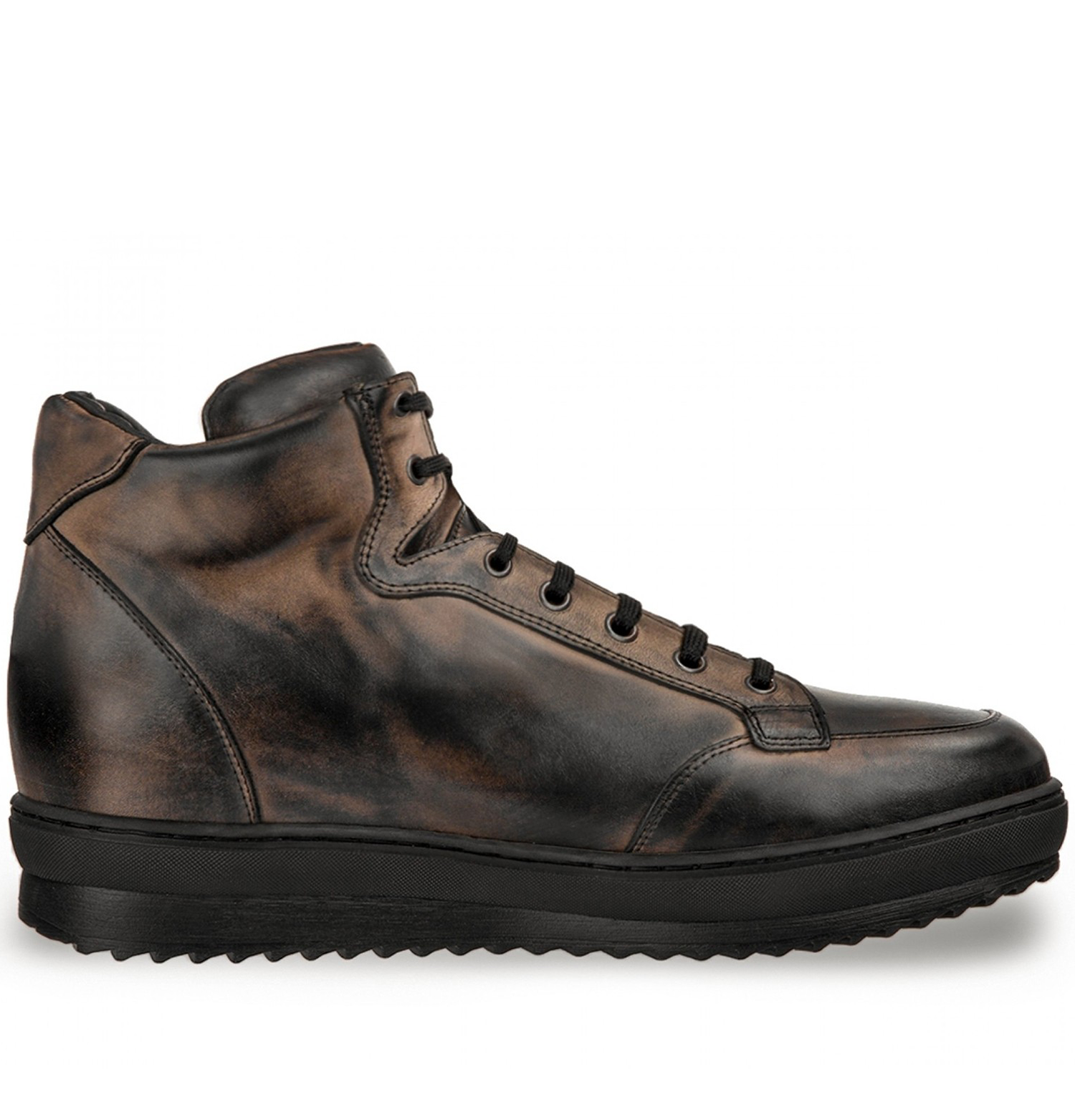 Sheffield - Elevator Sneakers in Full Grain Leather from 2.4 to 4 inches