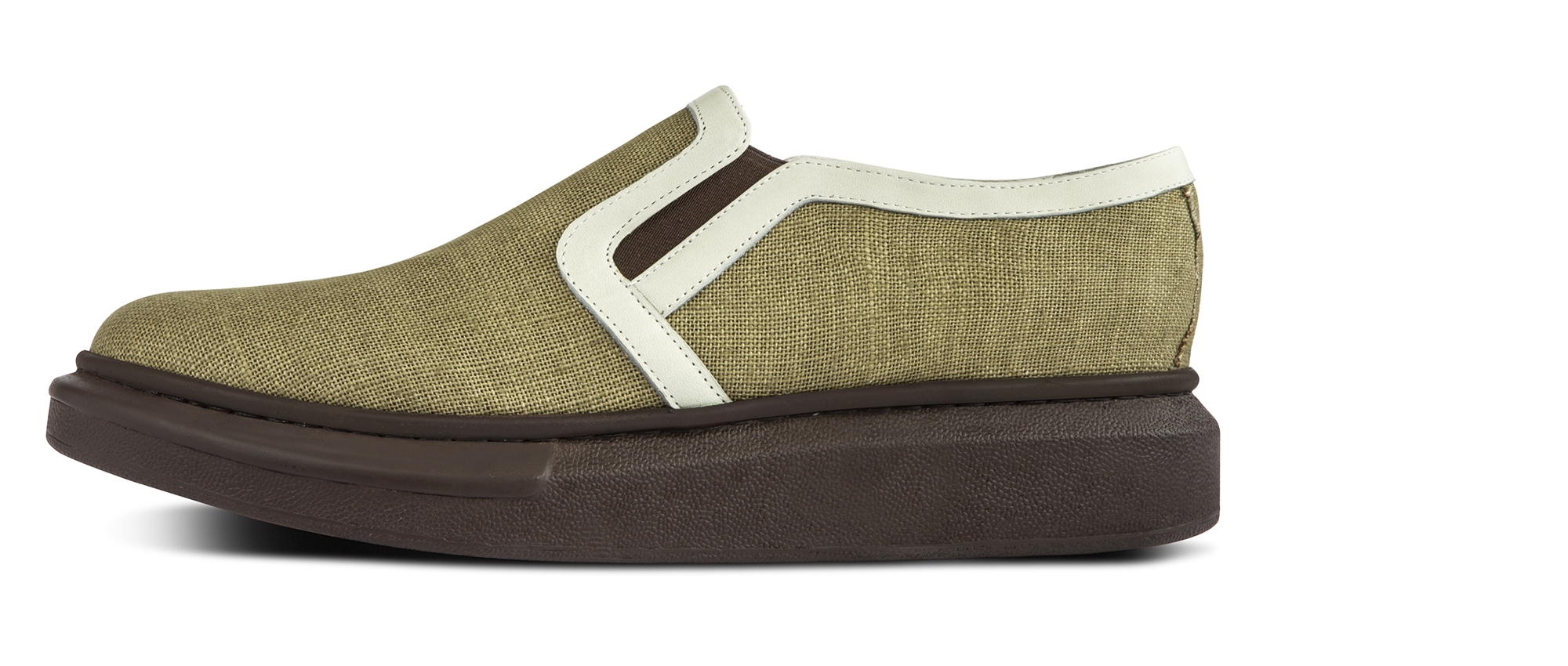 Agarthi - Elevator Slip-Ons in Leather/fabric mix up to 2.4 inches
