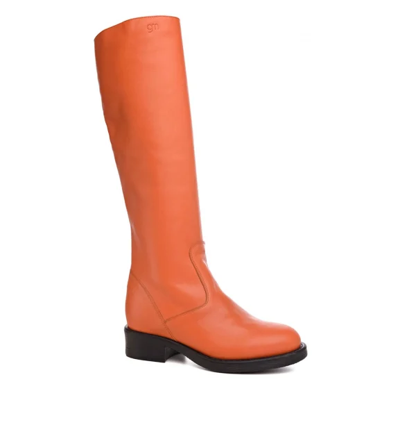 Jasmine Orange - Elevator Boots in Full grain Leather from 2.4 to 3.1 inches