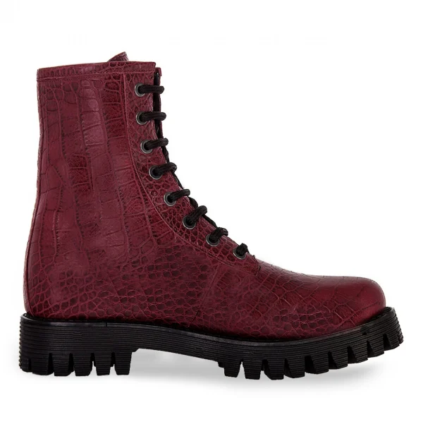 Ganges - Elevator Boots in Crocodile Printed Effect Leather from 2.4 to 4 inches