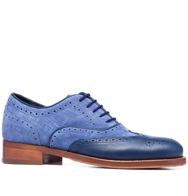 Leicester - Elevator Shoes in Leather/fabric mix from 2.4 to 3.1 inches