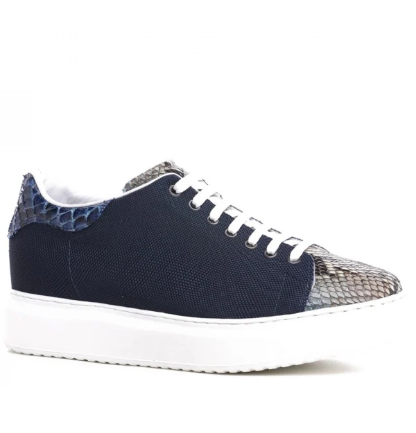 Guadalupa - Elevator Sneakers in Mix Leather/Fabric from 2.4 to 3.1 inches