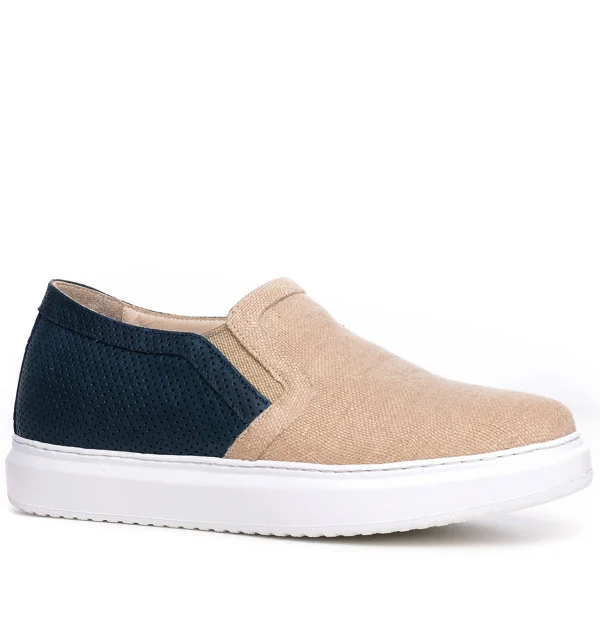 Otranto - Elevator Slip-Ons in Leather/fabric mix up to 2.6 inches