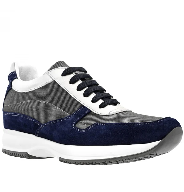 Santa Barbara - Elevator Sneakers in Leather/fabric mix from 2.4 to 4 inches