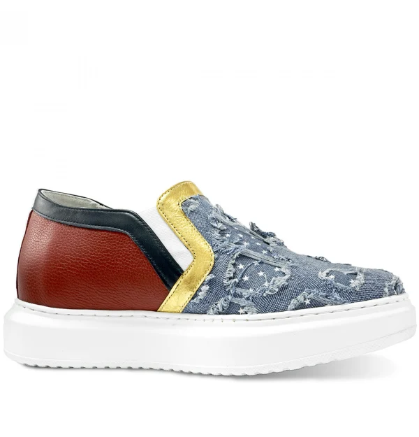 Mundial - Elevator Slip-Ons in Leather/fabric mix up to 2.6 inches