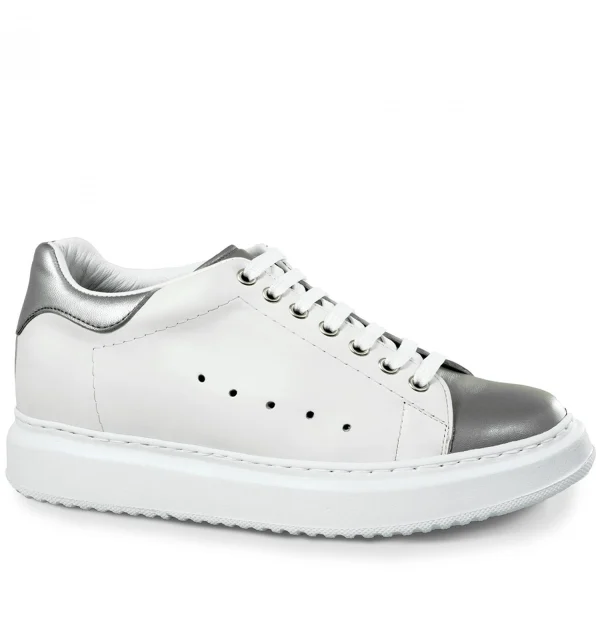 Silver spring - Elevator Sneakers in Full Grain Leather from 2.4 to 3.1 inches