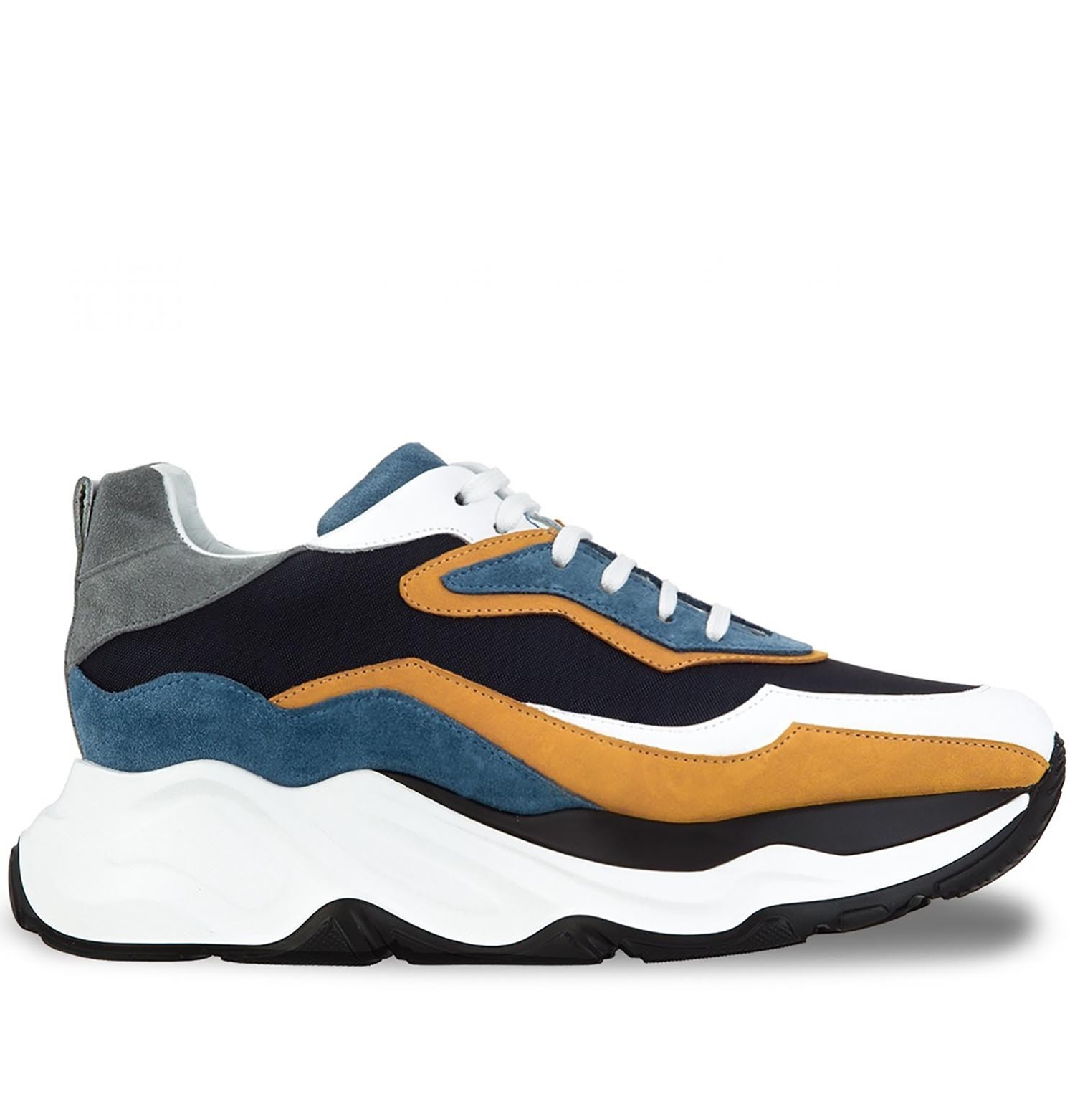 Giant Piranha - Elevator Sneakers in Leather/fabric mix from 2.4 to 4.3 inches