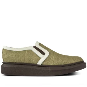 Agarthi - Elevator Slip-Ons in Leather/fabric mix up to 2.4 inches