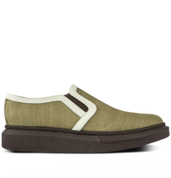 Agarthi - Elevator Slip-Ons in Leather/fabric mix up to 2.4 inches