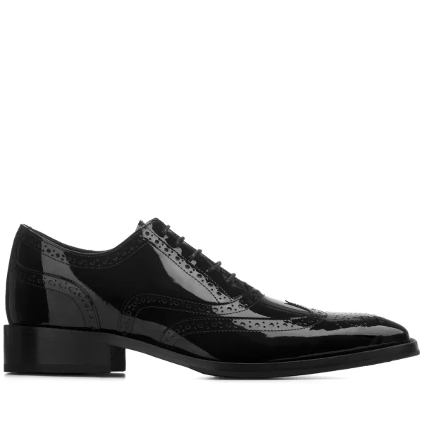 Black Lake - Elevator Dress Shoes in Varnish Leather from 2.4 to 3.1 inches
