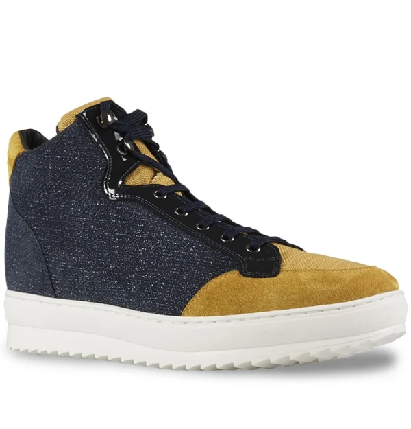 San Andrés - Elevator Sneakers in Leather/fabric mix from 2.4 to 4 inches