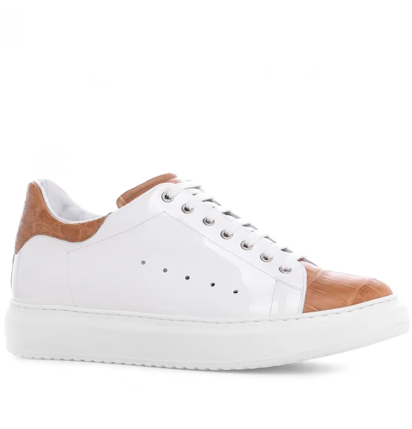 Tahiti - Elevator Sneakers in Crocodile Leather from 2.4 to 3.1 inches