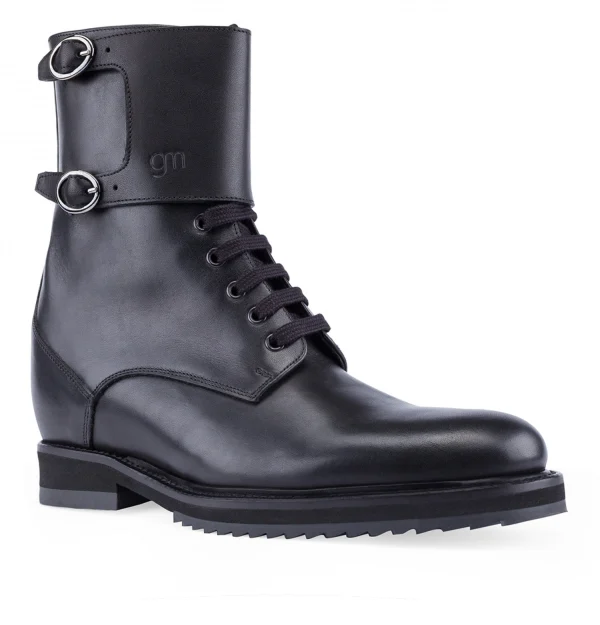 Biker - Elevator Boots in Full Grain Leather from 2.4 to 4 inches