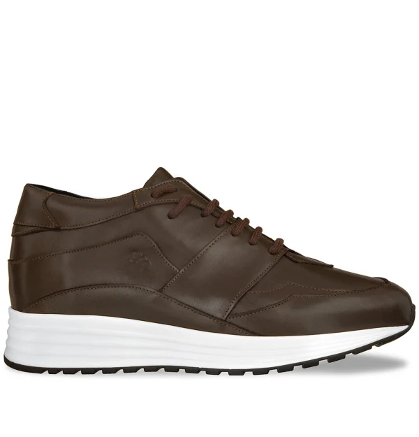 Varenne Brown - Elevator Sneakers in Full Grain Leather from 2.4 to 4 inches